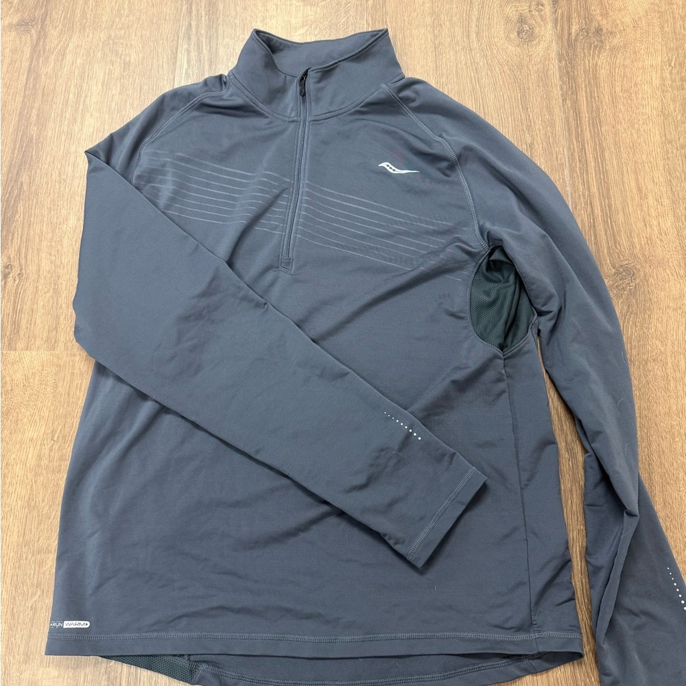 Saucony Men's Dark Gray Lightweight 3/4 Pullover Size Large Running